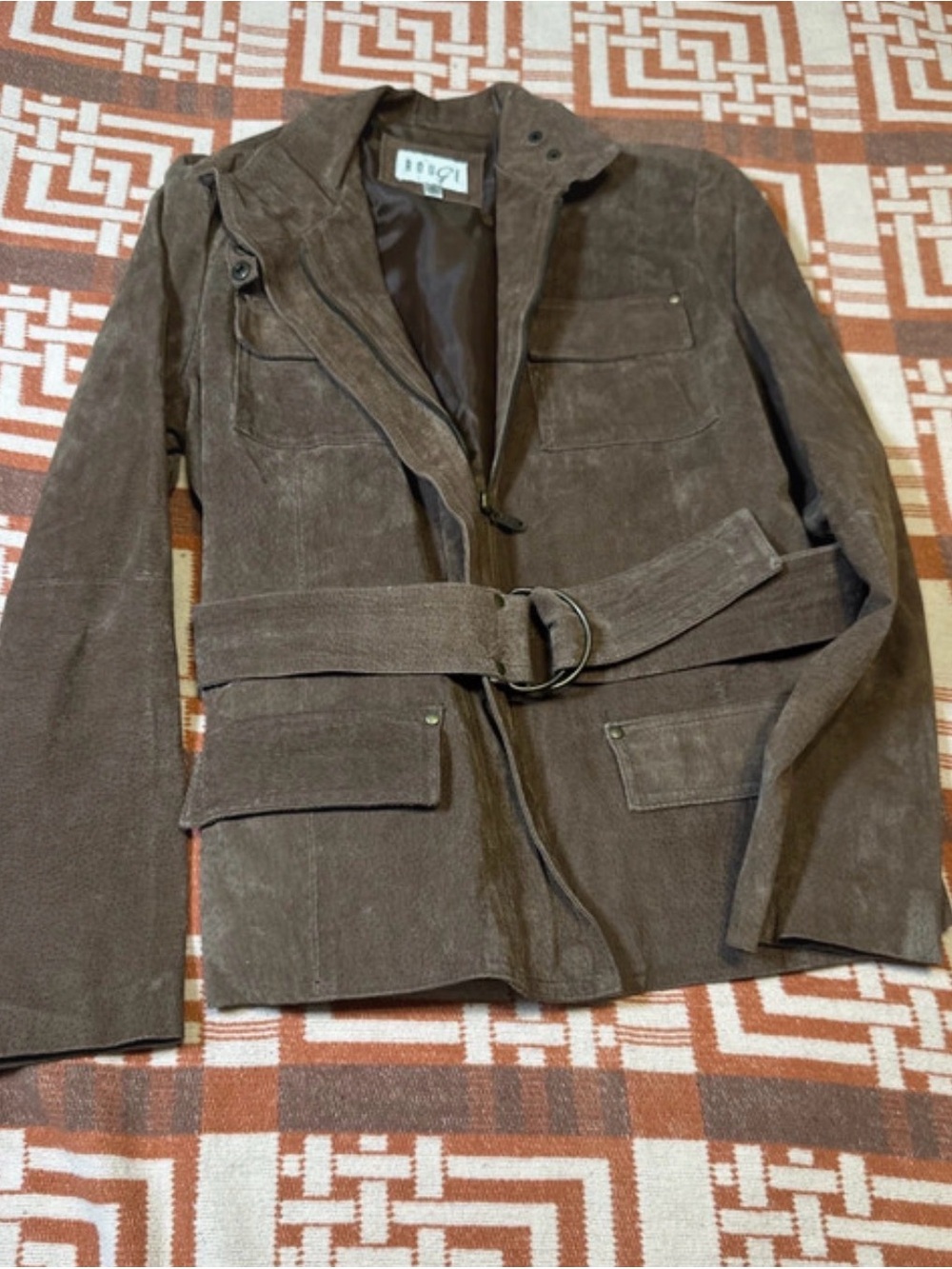 Brown Suede Belted Jacket - Women